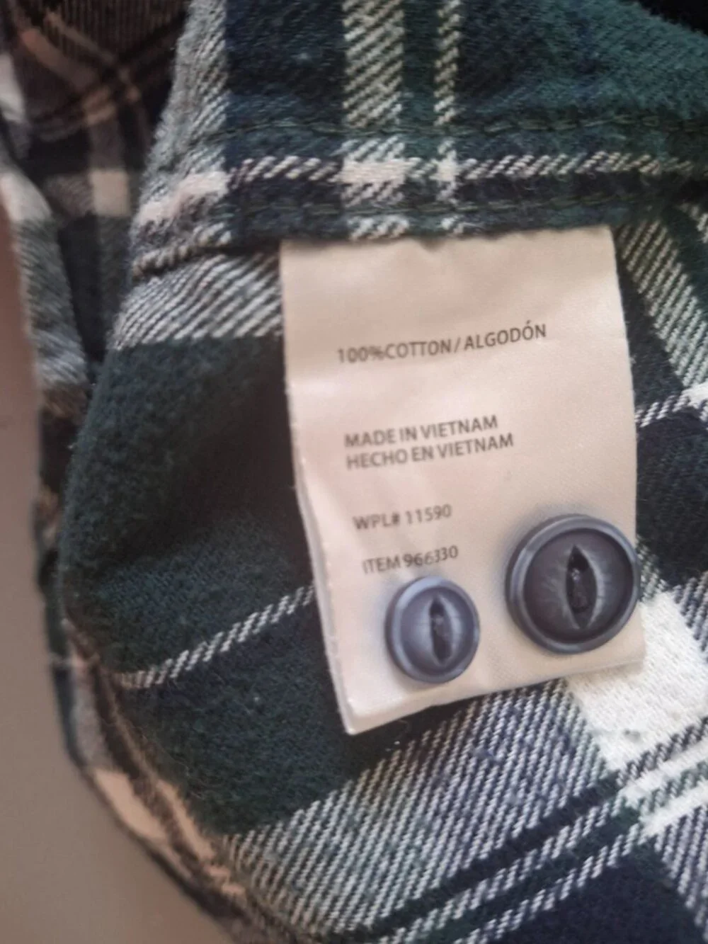 Weatherproof  Plaid Flannel Shirt L Green Blue Button Up Rugged Outdoors Camping